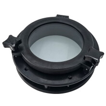 10.5 Inch Boat Circle Round Porthole Window, Black ABS Trim & Tempered Glass