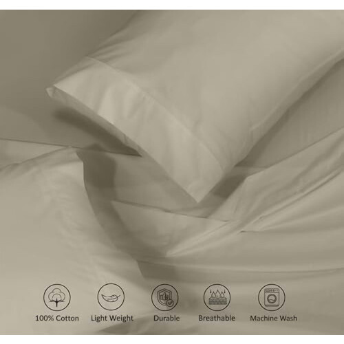 100% Cotton Queen Sheet Set – Percale, 16" Deep Pocket 2