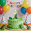 Dinosaur Green Number Candles 3D Sequin Cake Topper 4