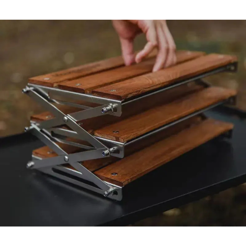 Portable 3-Tier Camping Rack Foldable Brown 2