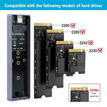 M.2 NVMe Hard Drive Enclosure SSD Cool RGB Light Hard Drive Enclosure Aluminum CNC Case High Speed Gen.2 with Cable,C
