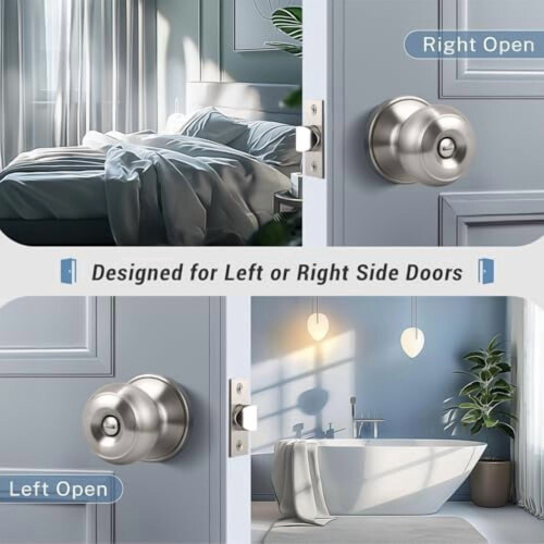 6-Pack Brushed Nickel Privacy Door Knobs with Lock, Compatible with Standard Interior Doors 2