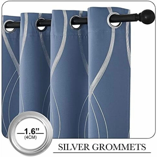 Stone Blue Microfiber Blackout Curtains 52" W x 84" L, 2 1