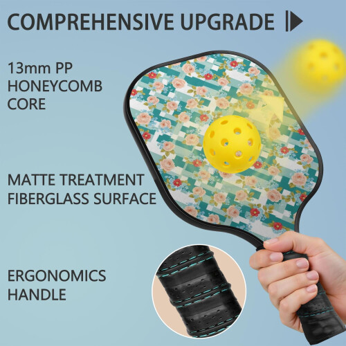 Σετ ρακέτες Pickleball με 2 μπάλες και τσάντα – Ρακέτες από fiberglass με λουλούδια, 1