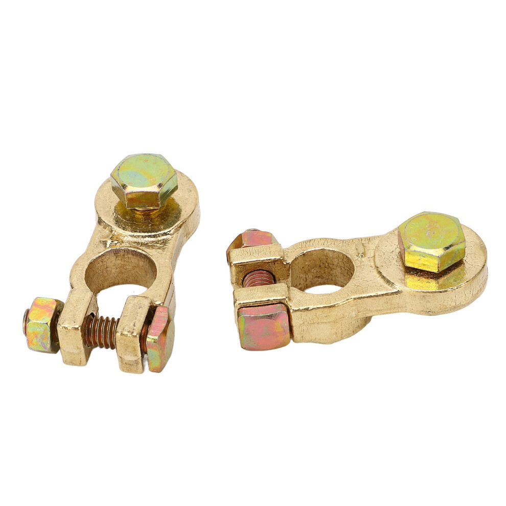 2Pcs Brass Plated Car Battery Terminal Connectors Zinc Alloy For Rv Atv Boat Truck 8751389521502