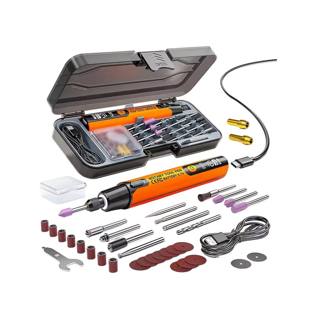 Electric Grinder Engraving Pen 3.7V 10000-16000R Wireless Grinder Cordless Micro Rotary Tools Drill Orange 6031394916770
