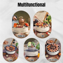 Portable Barbecue Grill Korean Charcoal Stove Stainless Steel Split BBQ Stove Round Non-Stick Barbecue Rack for Camping