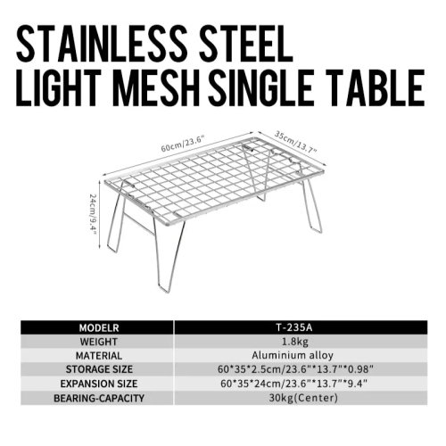 Heavy-Duty Camping BBQ Table Foldable Grill Silver 2