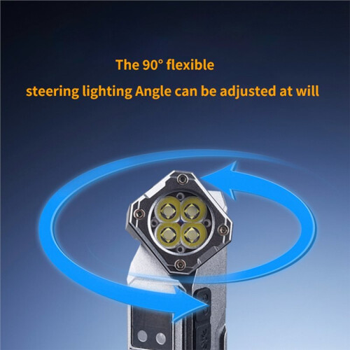 USB Rechargeable LED Flashlight Portable Tail Magnet Flashlight Super Bright RGB Camp Lantern Side COB Emergency Light