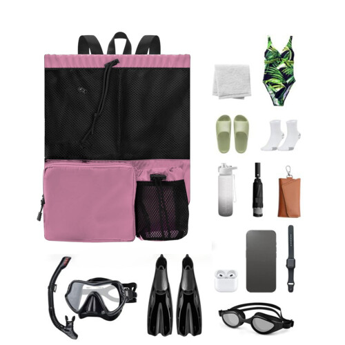Swim Bag Mesh Drawstring Backpack Beach Backpack for Swimming, Gym, and Workout Gear 2