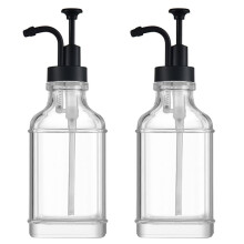 500ml Transparent Glass Liquid Dispenser Coffee Syrup Container Bottle with Pumps Soap Dispenser and Bathroom 2pc C