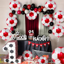 10-Pack Röda Fotbollsballonger, 40 cm, Aluminiumfolieballonger för Fotbollstema, Födelsedagar och Sportevenemang