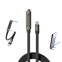 Verstecktes Ladekabel mit Ständer, 240-W-PD-Schnellladekabel (Typ C auf Typ C), 2-in-1-Gaming-Tischständer