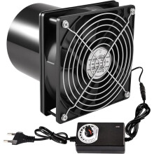 100mm Extractor Fan, 12V Pipe Fan with Speed Control, 3000 RPM for Bathroom, Toilet, Kitchen, Greenhouse EU Plug