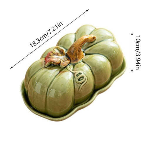 Ceramic Pumpkin Butter Dish with Lid for Countertop, Butter Container, Butter Keeper 1