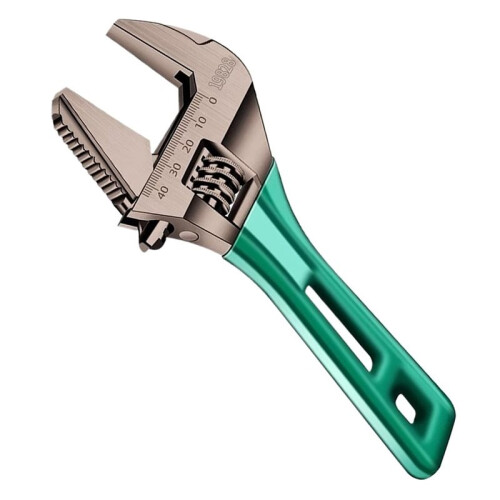 Chave Inglesa Multifuncional de Aço com Cabo Curto e Abertura Extragrande de 8 Polegadas, Ideal para Uso Doméstico, em Garagens e Oficinas.