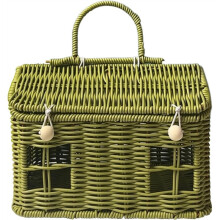 Garden Harvest Basket, House Shaped Rattan Picnic Basket, Decorative Hand Woven Shelf Organizer,for Organizing, Storage.