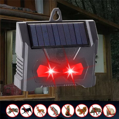 Solar Ultrasonic Animal Repeller Deer Deterrent Devices with LED Flashing Light Waterproof 2
