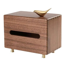 Black Walnut Tissue Box Living Room Tissue Box Copper Bird Desktop Decoration Wooden Tissue Box