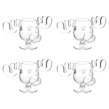 4PCS Glass Christmas Reindeer Cup Mug 240ml Wine Beer Water Juice Milk Glass Xmas Decorations Christmas