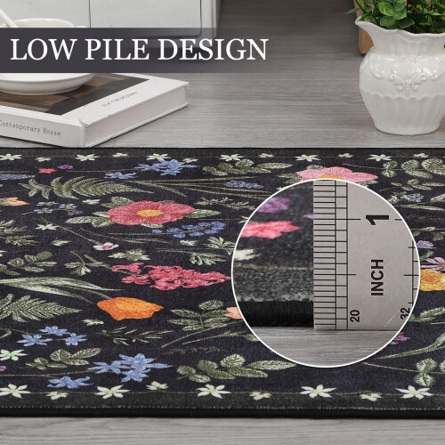 Χαλί Floral5x7Area, Πλενόμενο στο πλυντήριο, Μαλακό, Μπόχο, Αντιολισθητικό, Χαλί 2