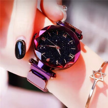 (Purple) HOT Starry Sky Dial Women's Watch Adjustable Mesh Band Quartz Alloy Case NEW