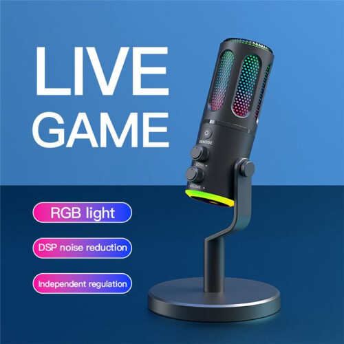 Microfono da Gioco Professionale con Supporto RGB USB Microfono A Condensatore Cablato per PC Laptop Streaming Podcast Karaoke 2