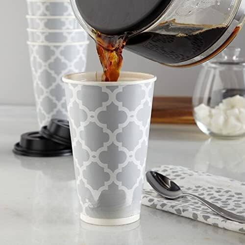Papir engangskopper med lokk, 473 ml, 20 stk. 2