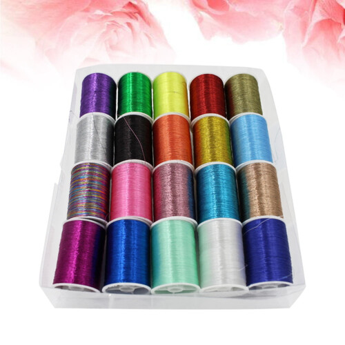 metallic thread 20 Spools Metallic Embroidery Thread - Multicolor,Polyester(7.48"X7.17"X1.5") 2
