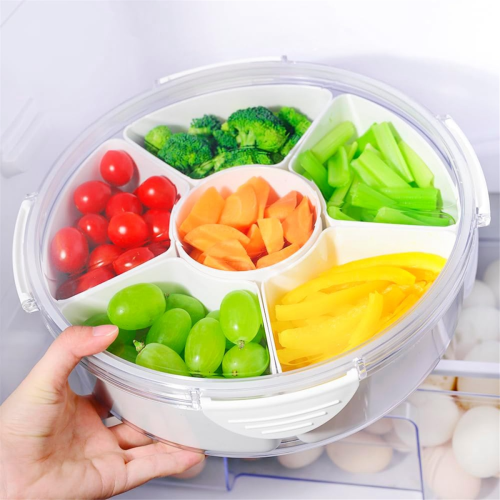 Bandeja para servir alimentos com 6 compartimentos e tampa hermética. 1