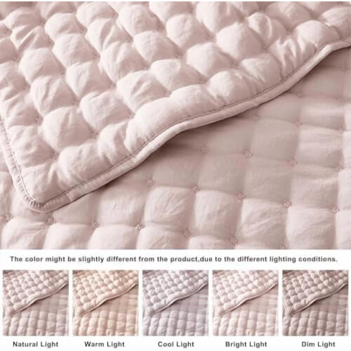 White Quilt Set with Gold Cross-Stitching Queen 1