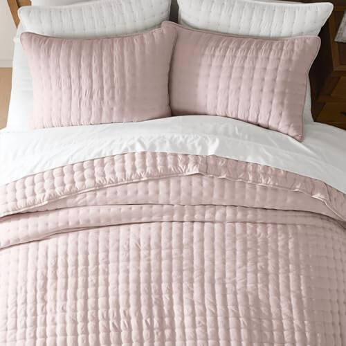 White Quilt Set with Gold Cross-Stitching Queen 2