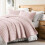 White Quilt Set with Gold Cross-Stitching Queen 4