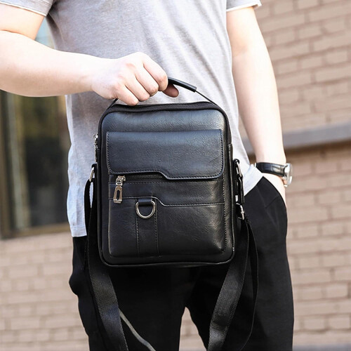 Μικρή δερμάτινη τσάντα ώμου Messenger Crossbody για άνδρες, ταξιδιωτικό γραφείο, 1