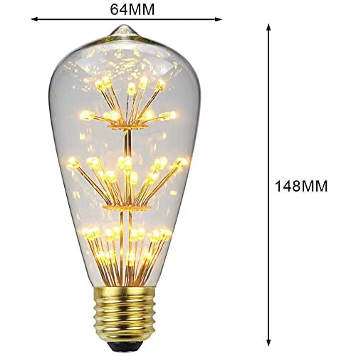 2 Pack LED Edison Bulb E27 3W 2300K 2