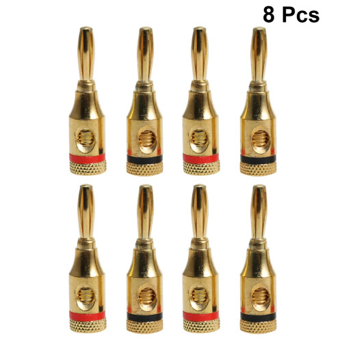 8Pcs 4mm Audio Speaker Plug Connector Gold Colored for Durable 2