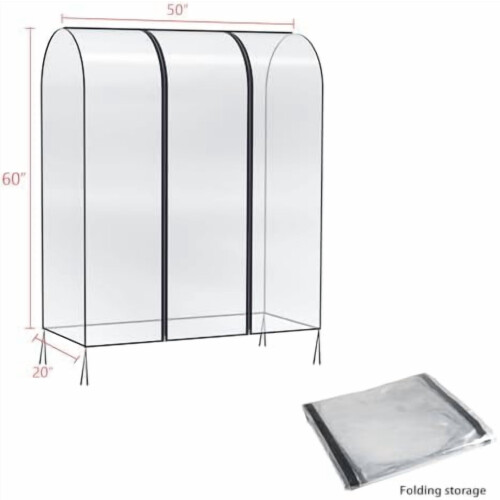 Copertura trasparente per appendiabiti con cerniera, 127 cm 2