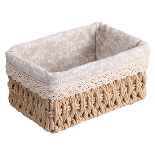 Panier de rangement en osier avec doublure rectangulaire (1 pièce) 1