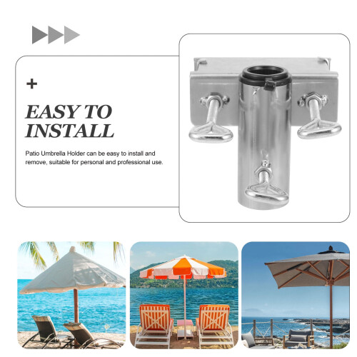 Patio Umbrella Holder Clamp for Deck Railing and Poles - Silver 1