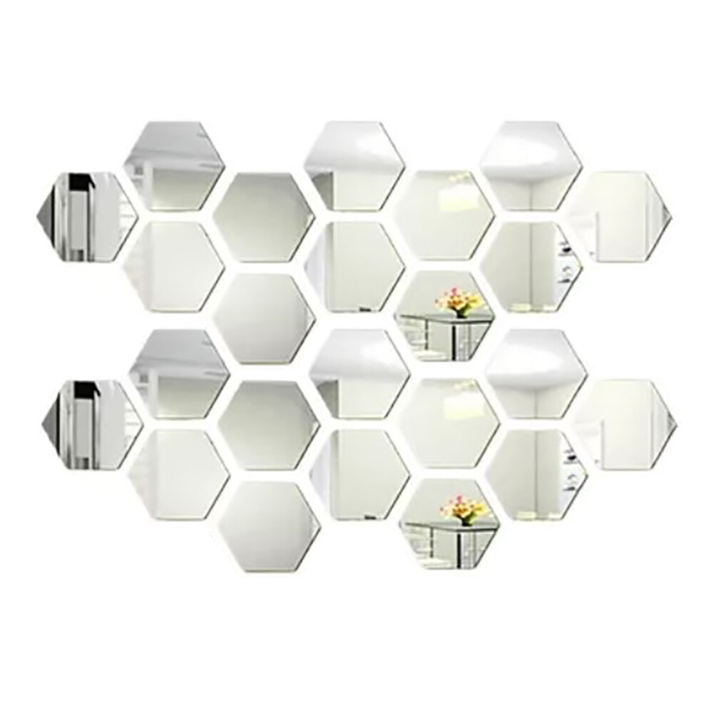 24Pcs Hexagon Acrylic Mirror Wall Stickers For Home Living Room Bedroom Decor 9361389623787