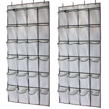 Over The Door Shoe Organizer Hanging Storage Bag White 24 Pockets