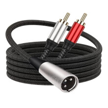 XLR Male to Dual RCA Male Cable Clear Audio Signal Transmission Audio Cable Adapter for Headphone Amplifier Mic
