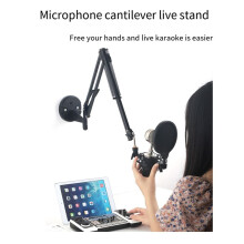 Adjustable Bracket Wall Mounted Microphone Support Fixed Base Punching Holes Universal Microphone and Light Holder