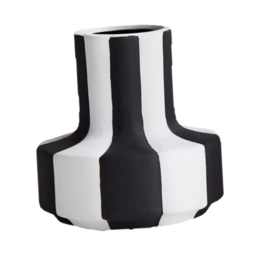 Vase à rayures noires et blanches pour comptoir, table à manger, salon 2
