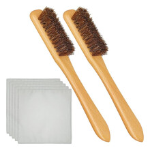 7 Pcs Silver Polishing Kit, 2 Silver Cleaning Horsehair Brushes + 5 Polish Cloth, Cleaning Set for Detail Work