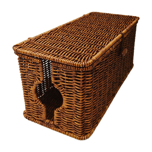 Rattan-Style Cable Management Box, 35 x 15.5 x 15.5 cm 1