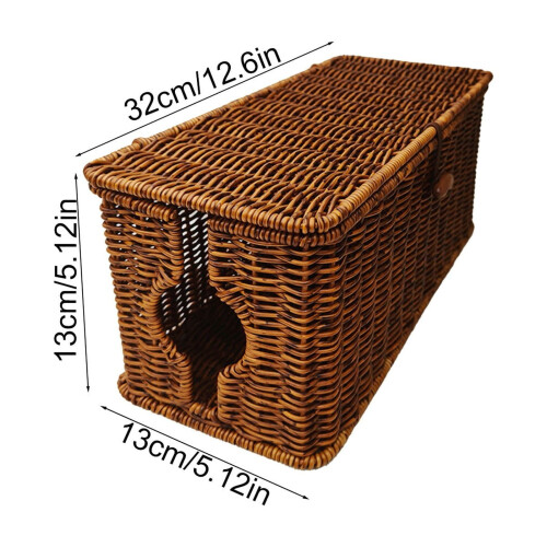 Rattan-Style Cable Management Box, 35 x 15.5 x 15.5 cm 2