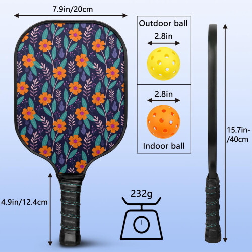 Σετ ρακέτες Pickleball με 2 μπάλες και τσάντα – Ρακέτες από fiberglass με λουλούδια, 2
