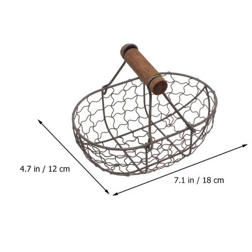 2 Metal Wire Egg/Fruit Baskets w/ Handle - Portable Picnic/Bread Storage (Black) 2