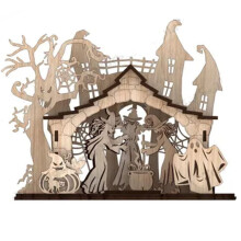 Wooden Halloween Haunted House Kit DIY Witch House Lampshade Model Building Set for Halloween Holiday Decorations